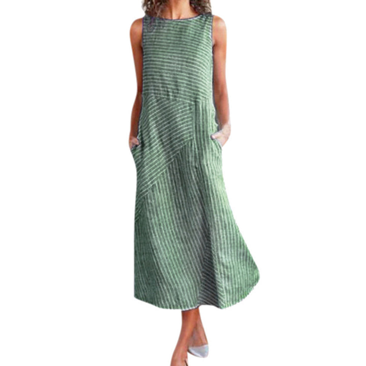 Women’s maxi dress with waist emphasis and diagonal stripe pattern Lisslune