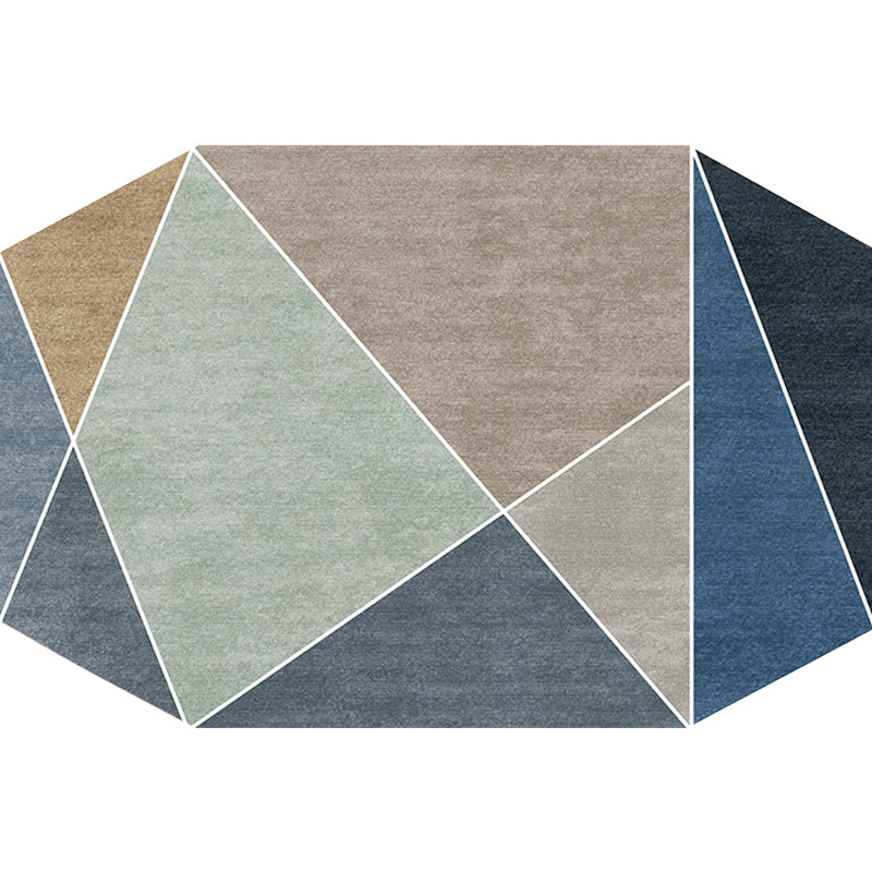 Lisslune | Blue and Brown Irregular Rug Bedroom Novelty Color Block Pattern Area Rug Polyester Pet-Friendly Rug