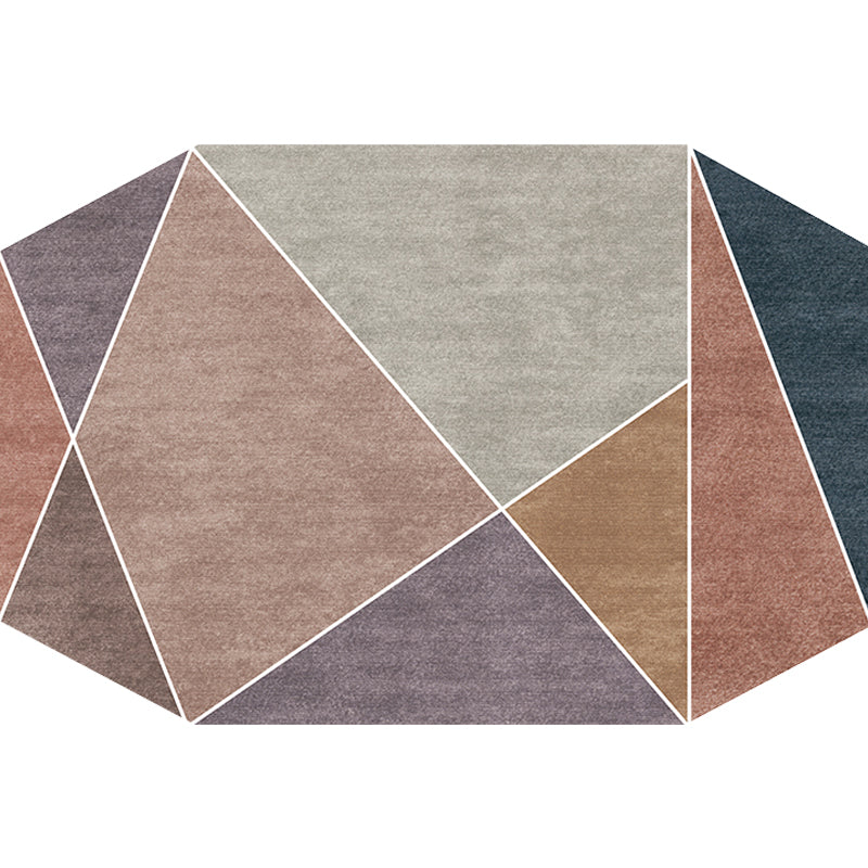 Lisslune | Blue and Brown Irregular Rug Bedroom Novelty Color Block Pattern Area Rug Polyester Pet-Friendly Rug