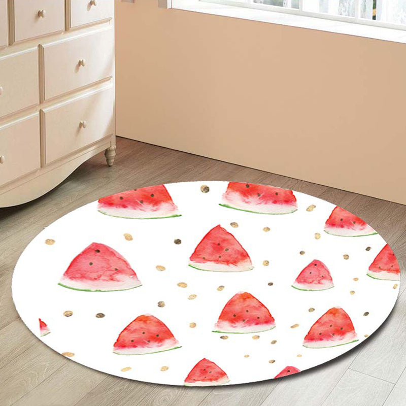 Lisslune | Kids children's room rug in green Food & Drinks watermelon kiwi fruit candy print rug polyester non-slip rug