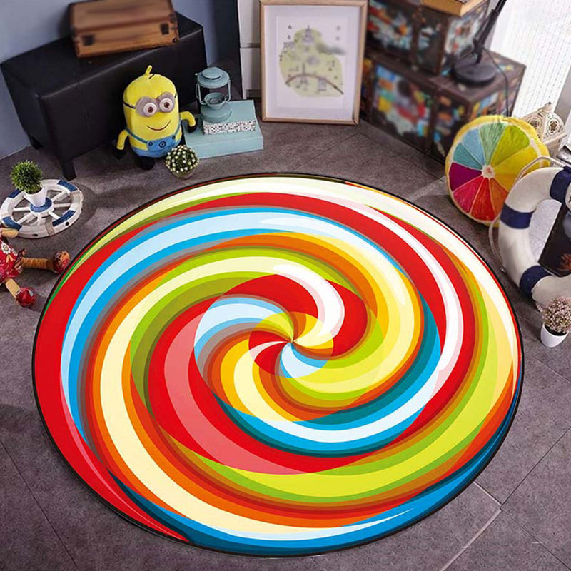 Lisslune | Kids children's room rug in green Food & Drinks watermelon kiwi fruit candy print rug polyester non-slip rug