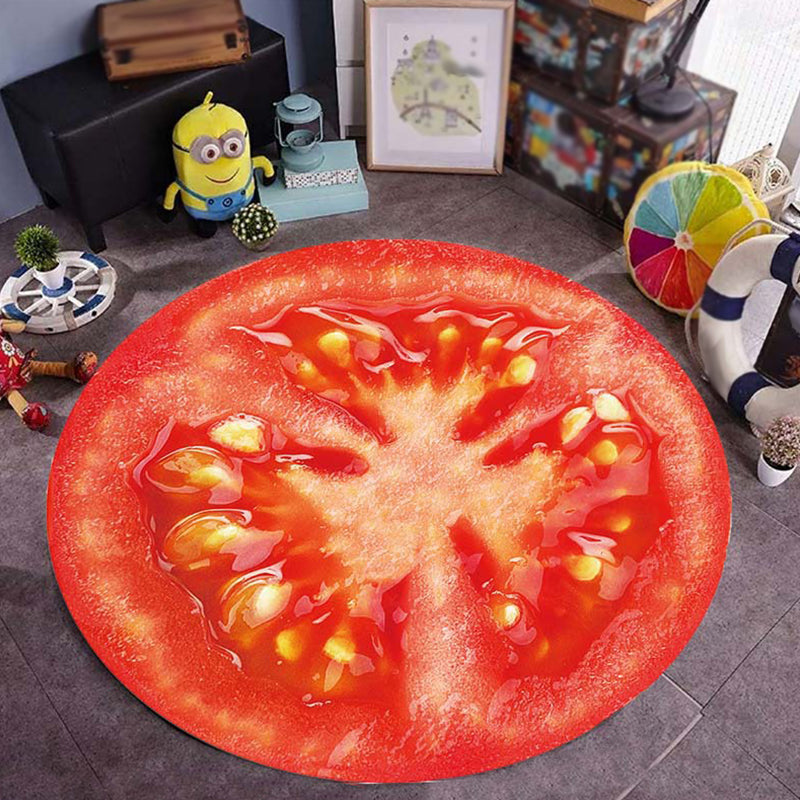 Lisslune | Kids children's room rug in green Food & Drinks watermelon kiwi fruit candy print rug polyester non-slip rug