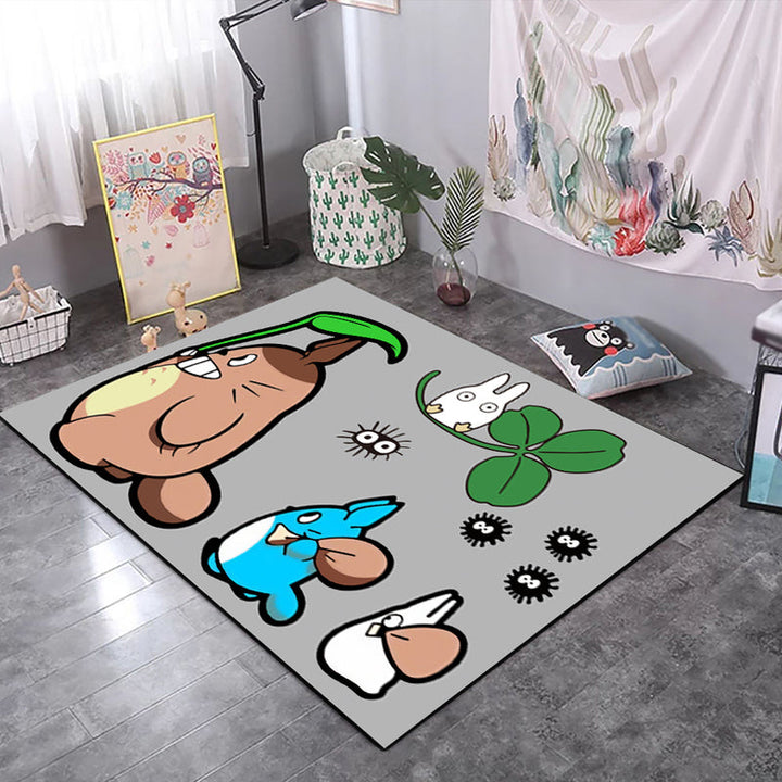 Lisslune | Casual Kids Rug in Black and Gray Animal Tiger Deer Pattern Rug Polyester Pet-Friendly Rug for the Children's Room