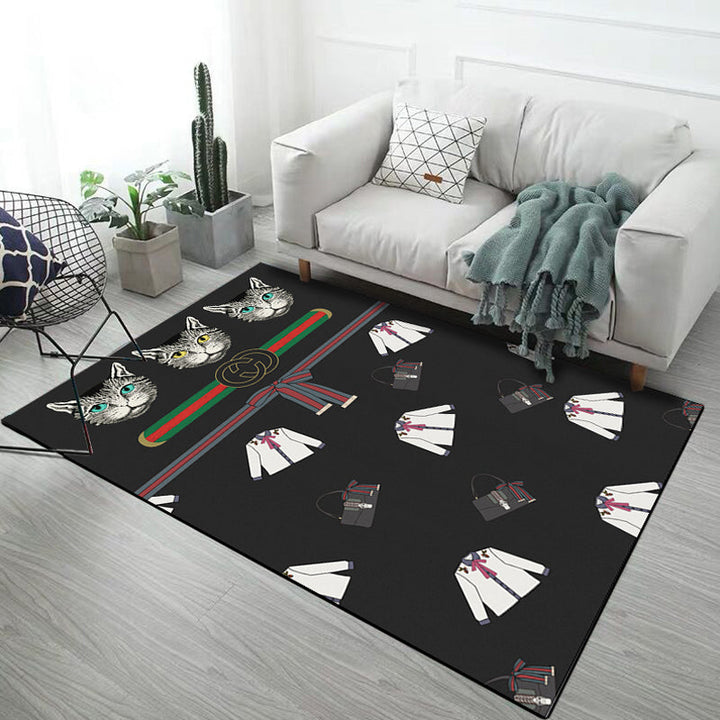 Lisslune | Casual Kids Rug in Black and Gray Animal Tiger Deer Pattern Rug Polyester Pet-Friendly Rug for the Children's Room