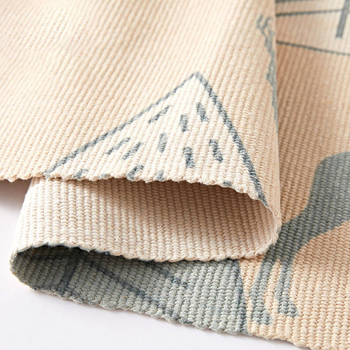 Lisslune | Unique Kids Rug in Ivory Animal Deer Tree Pattern Rug Cotton and Linen Washable Fringe Carpet for Children's Room