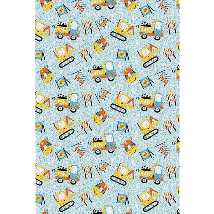 Lisslune | Kids Children's Room Carpet in Blue Cars & Roads Excavator Zebra Print Carpet PVC Machine Washable Carpet