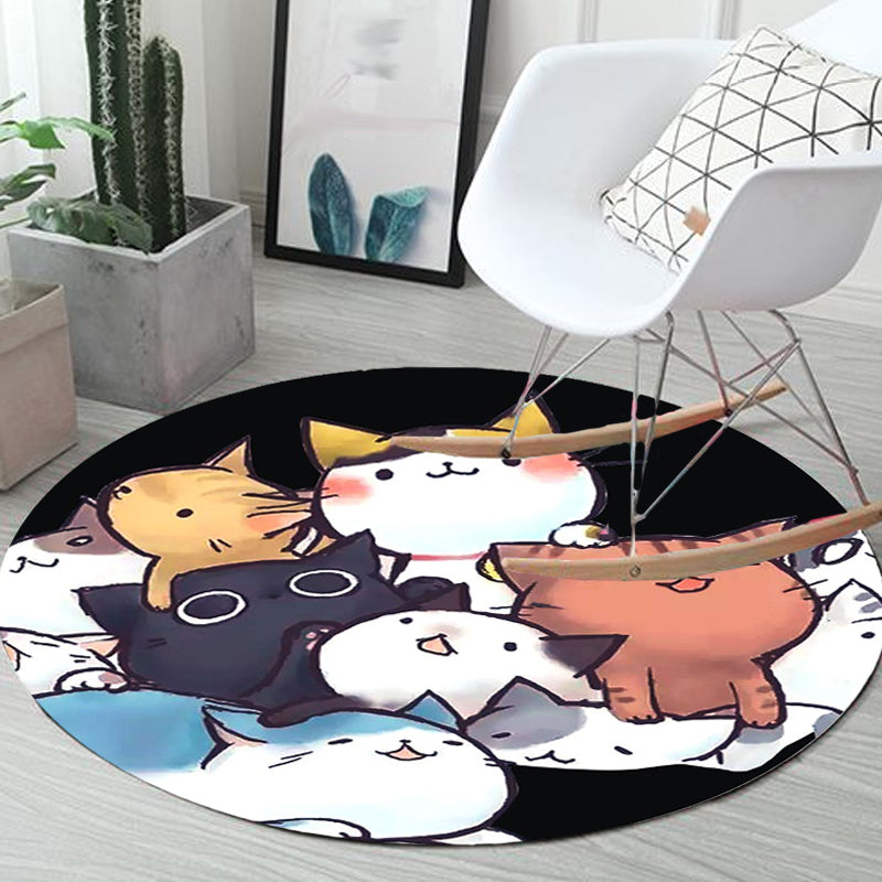 Lisslune | Kids children's room carpet in black and white animal cat print carpet polyester non-slip back carpet