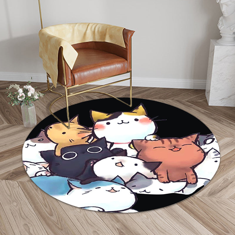 Lisslune | Kids children's room carpet in black and white animal cat print carpet polyester non-slip back carpet