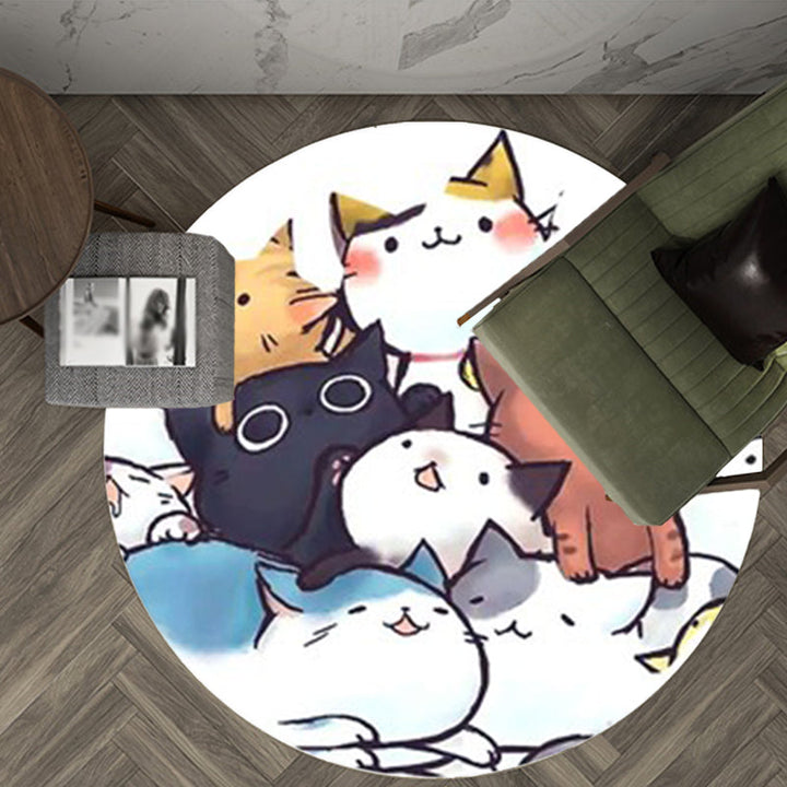 Lisslune | Kids children's room carpet in black and white animal cat print carpet polyester non-slip back carpet