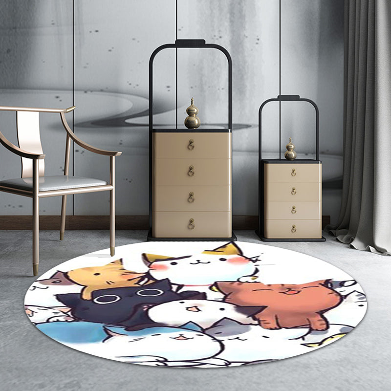 Lisslune | Kids children's room carpet in black and white animal cat print carpet polyester non-slip back carpet