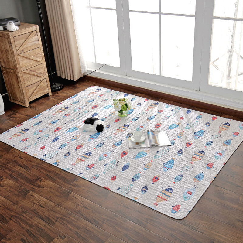 Lisslune | Pink and Yellow Children's Room Carpet Children Animal Deer Cat Rabbit Pattern Rug Cotton Washable Carpet