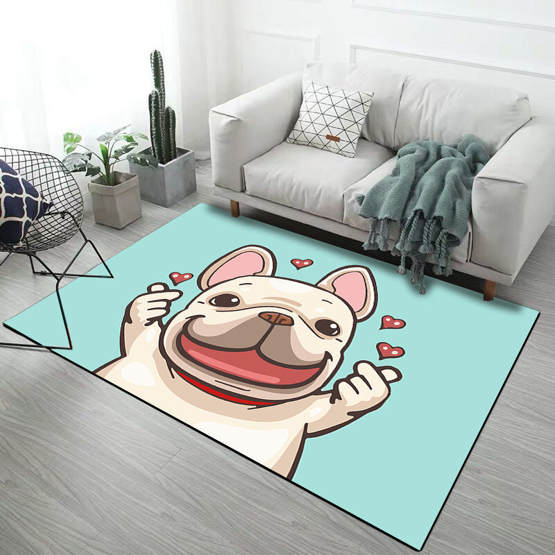 Lisslune | Stylish Children's Carpet in Pink and Grey Animals Unicorn Rabbit Dog Pattern Rug Polyester Non-slip Rug for Kids' Room