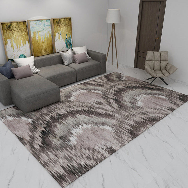 Lisslune | Modern living room rug in brown and purple with abstract stripe pattern rug polyester pet-friendly area rug