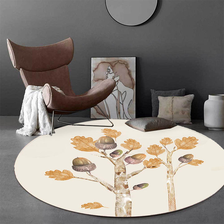 Lisslune | Casual Kids Rug in Ivory Botanical Tree Pattern Rug Polyester Pet-Friendly Rug for the Children's Room