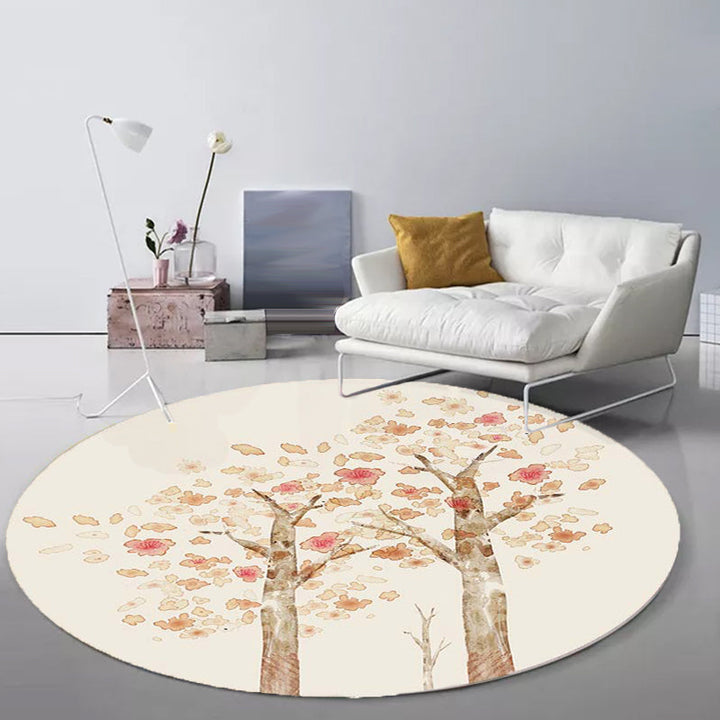 Lisslune | Casual Kids Rug in Ivory Botanical Tree Pattern Rug Polyester Pet-Friendly Rug for the Children's Room