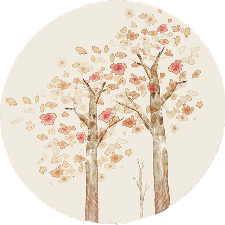 Lisslune | Casual Kids Rug in Ivory Botanical Tree Pattern Rug Polyester Pet-Friendly Rug for the Children's Room