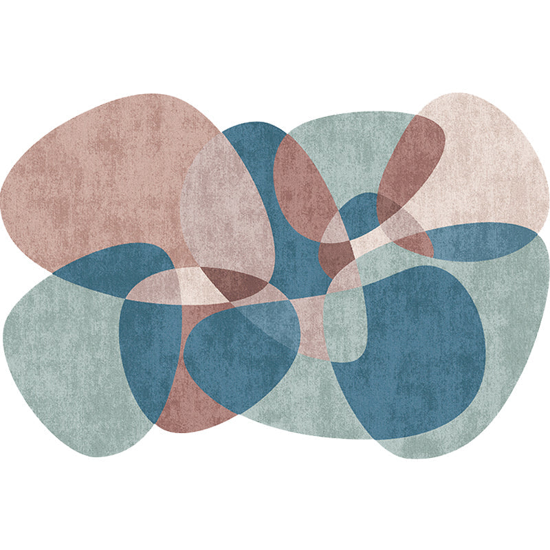 Lisslune | Novelty Living Room irregular rug in gray and blue color block print rug polyester non-slip backing area rug