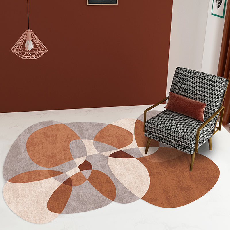 Lisslune | Novelty Living Room irregular rug in gray and blue color block print rug polyester non-slip backing area rug
