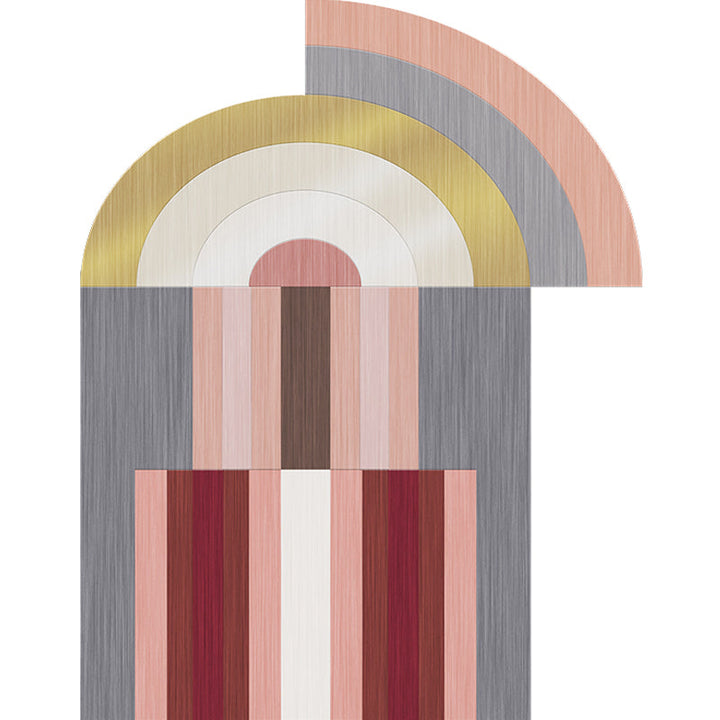 Lisslune | Red and Gray Irregular Carpet Bedroom Novelty Color Block Pattern Area Rug Polyester Non-Slip Backing Rug