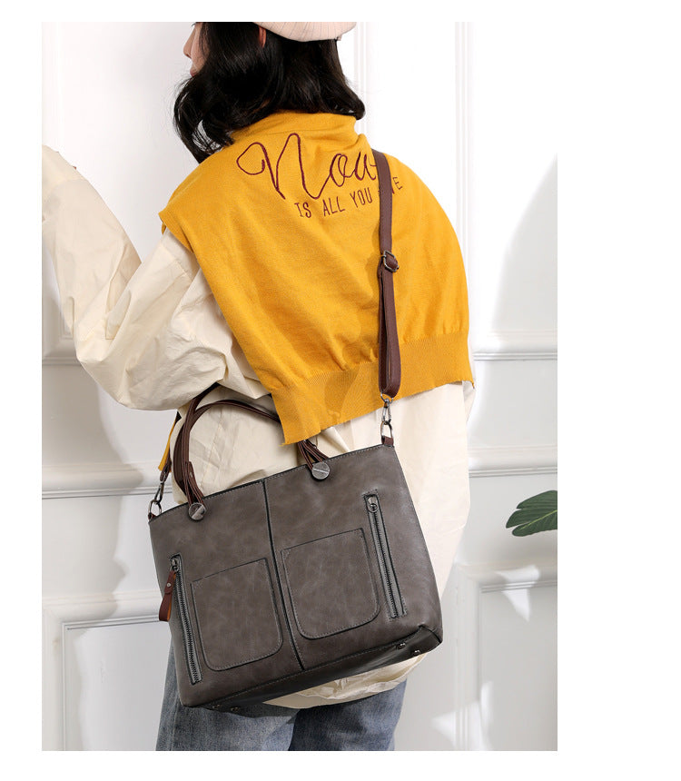 Lisslune | Vintage Leather Autumn Shoulder Bag for Women – Stylish PU Crossbody Tote