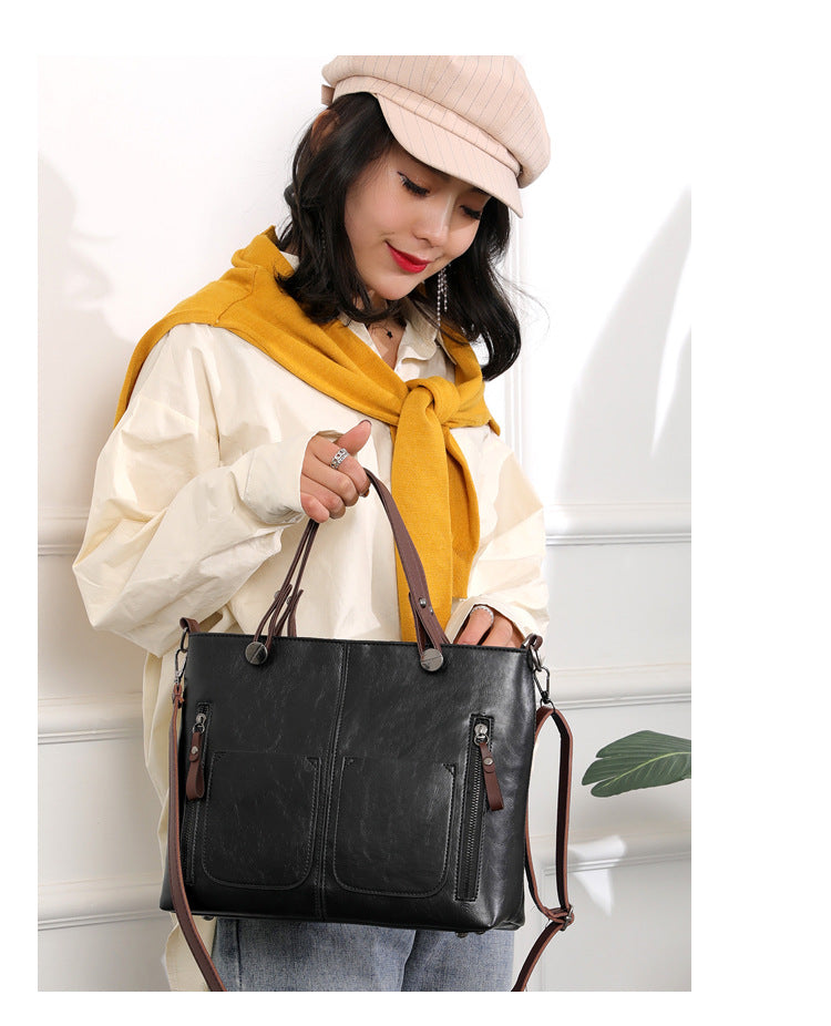 Lisslune | Vintage Leather Autumn Shoulder Bag for Women – Stylish PU Crossbody Tote