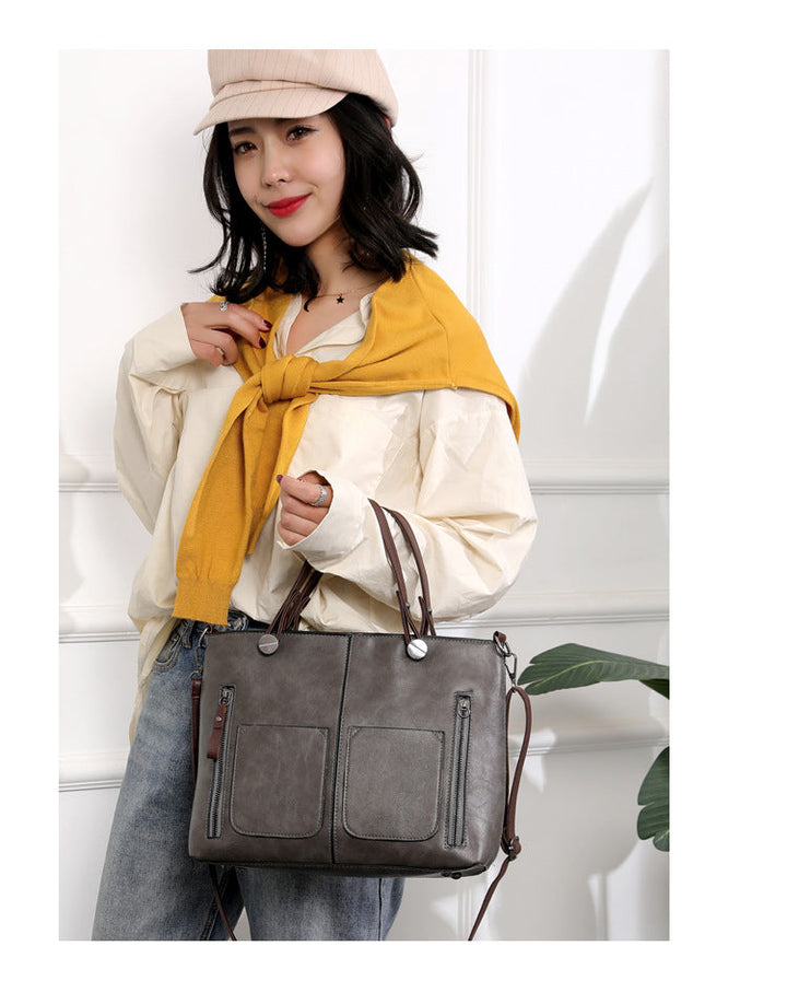 Lisslune | Vintage Leather Autumn Shoulder Bag for Women – Stylish PU Crossbody Tote