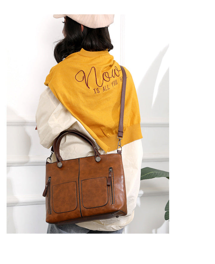 Lisslune | Vintage Leather Autumn Shoulder Bag for Women – Stylish PU Crossbody Tote