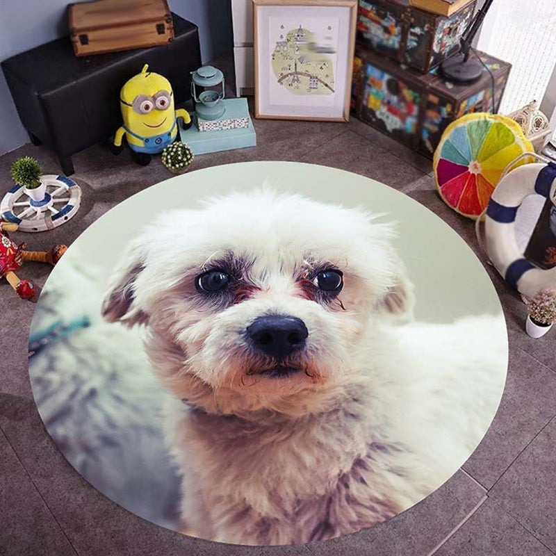 Lisslune | Pink and Red Kids Room Carpet Animal Dog Pattern Area Rug Polyester Non-Slip Back Rug