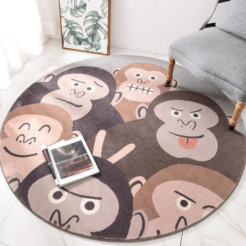Lisslune | Casual Kids Carpet in Green and Blue Animal Lion Panda Penguin Pattern Carpet Wool Washable Carpet for the Children's Room
