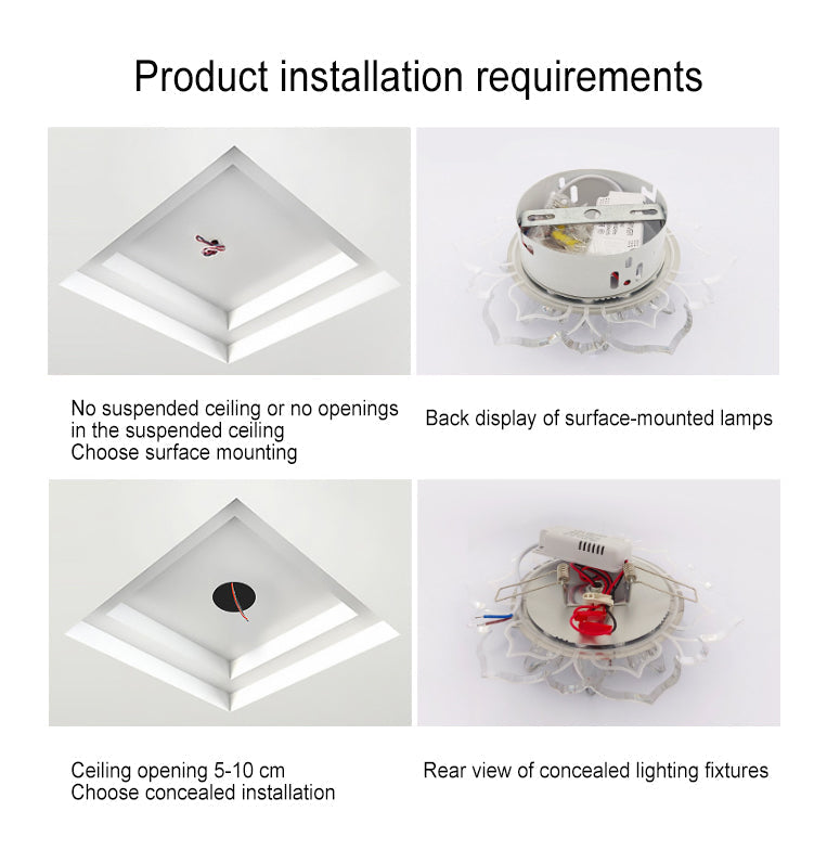 Lisslune | GlowPetal LED Crystal Ceiling Light | Flower Shaped | Modern Design | Energy Saving | Decorative Lighting