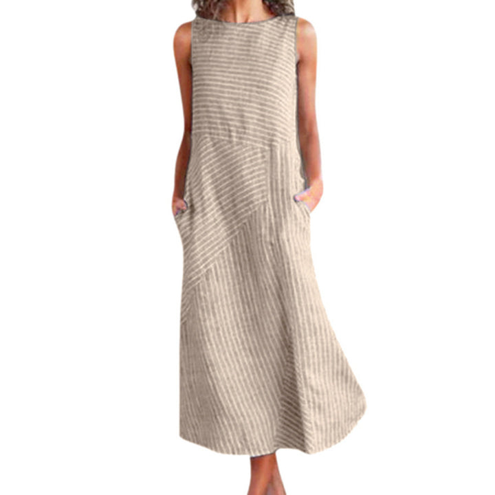 Women’s maxi dress with waist emphasis and diagonal stripe pattern Lisslune
