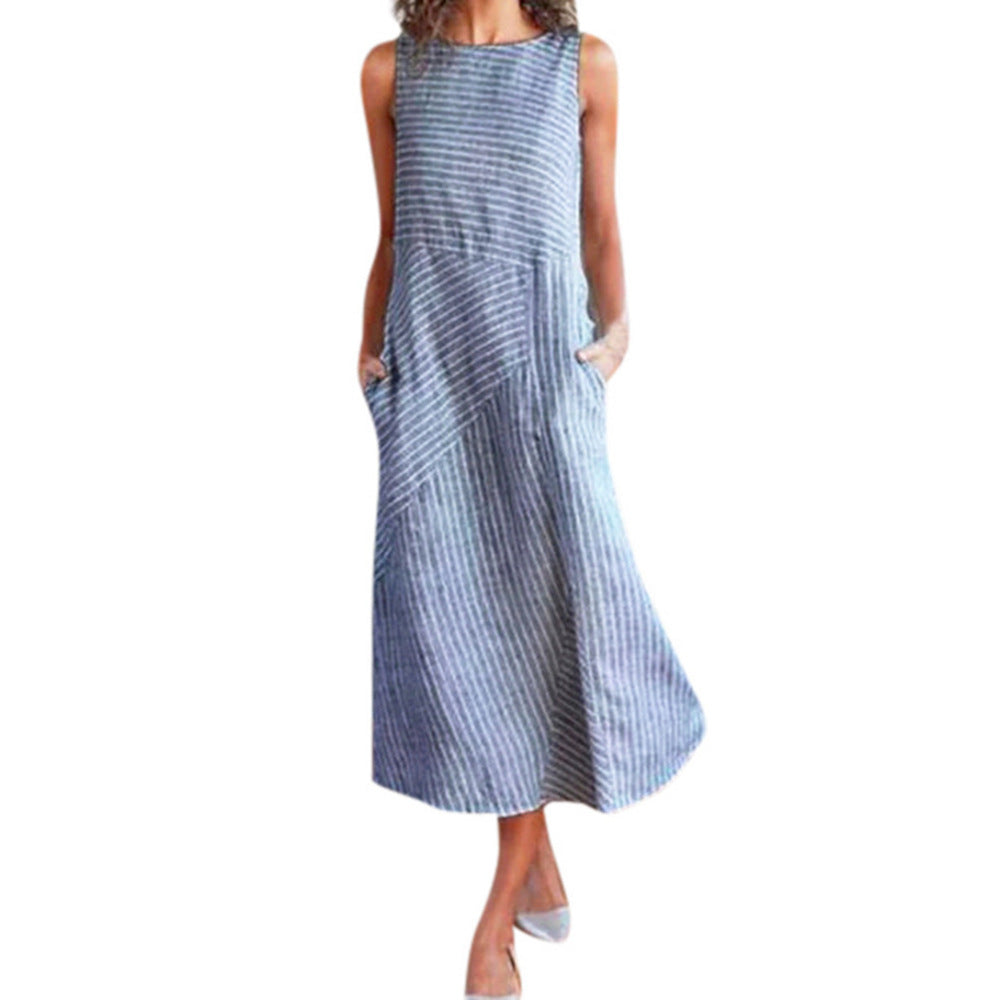 Women’s maxi dress with waist emphasis and diagonal stripe pattern Lisslune