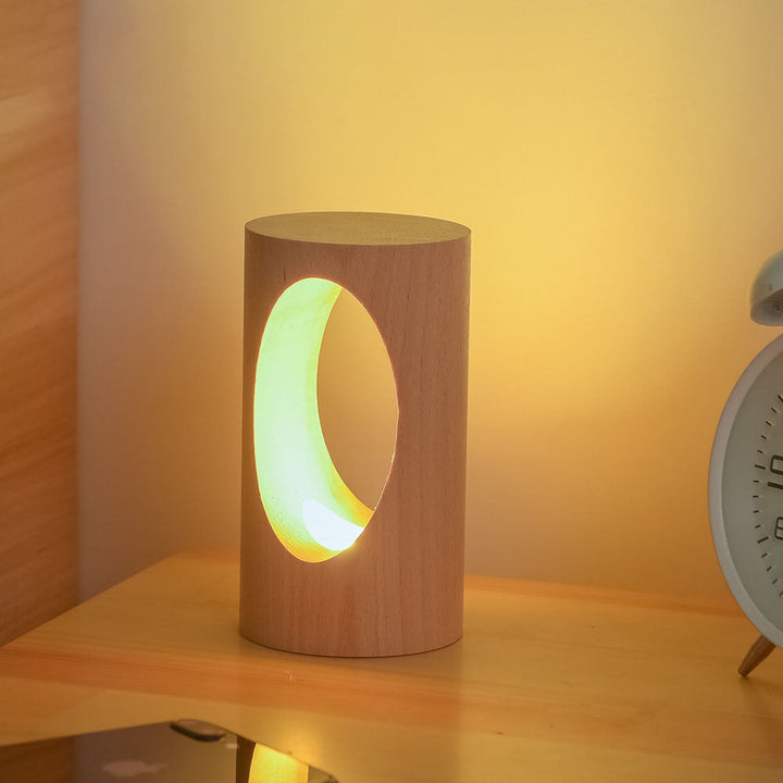 Lisslune | Japanese solid wood rectangular column LED night lamp USB table lamp