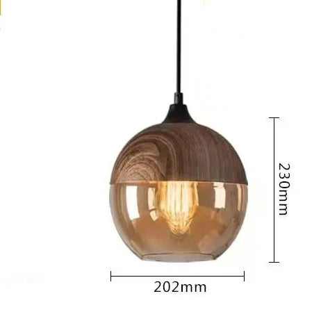 Lisslune | EternaGlow Pendant Light made of Glass and Wood | Elegant Design for Your Home