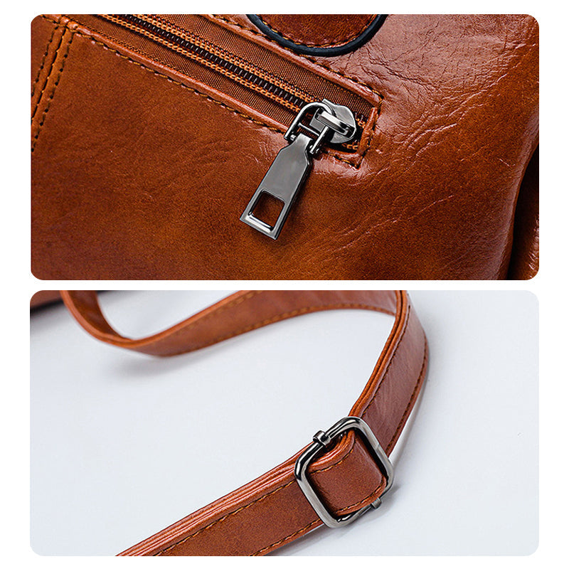 Lisslune | New handbags made of oil wax leather Boston, large tote bag made of soft leather