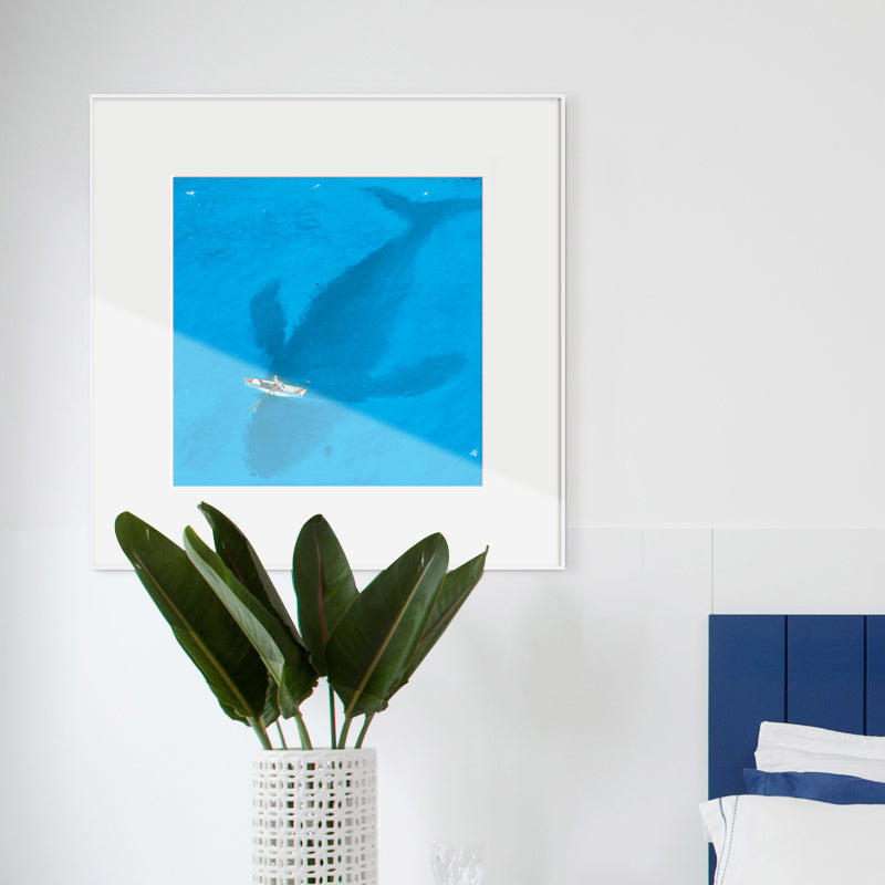 Lisslune | Blue Dolphin and Boat Canvas Textured Tropical Dining Room Wall Decor, Multiple Sizes
