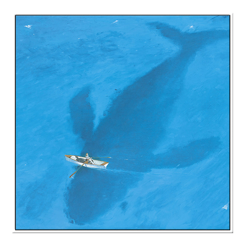 Lisslune | Blue Dolphin and Boat Canvas Textured Tropical Dining Room Wall Decor, Multiple Sizes
