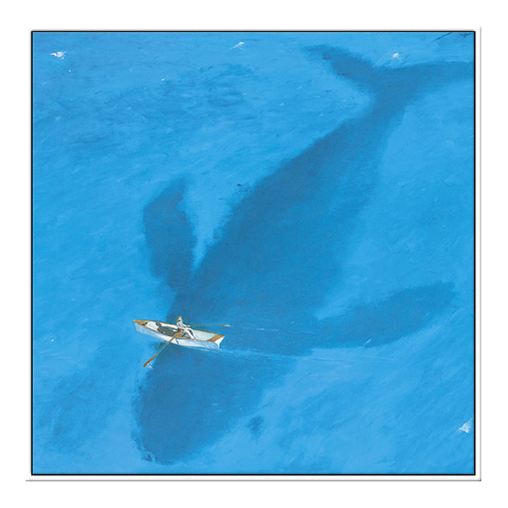 Lisslune | Blue Dolphin and Boat Canvas Textured Tropical Dining Room Wall Decor, Multiple Sizes