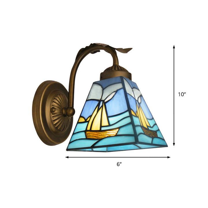 Lisslune | 1 Light Sailboat Wall Lamp Light Nautical Glass Window Wall Mount Light in Brass