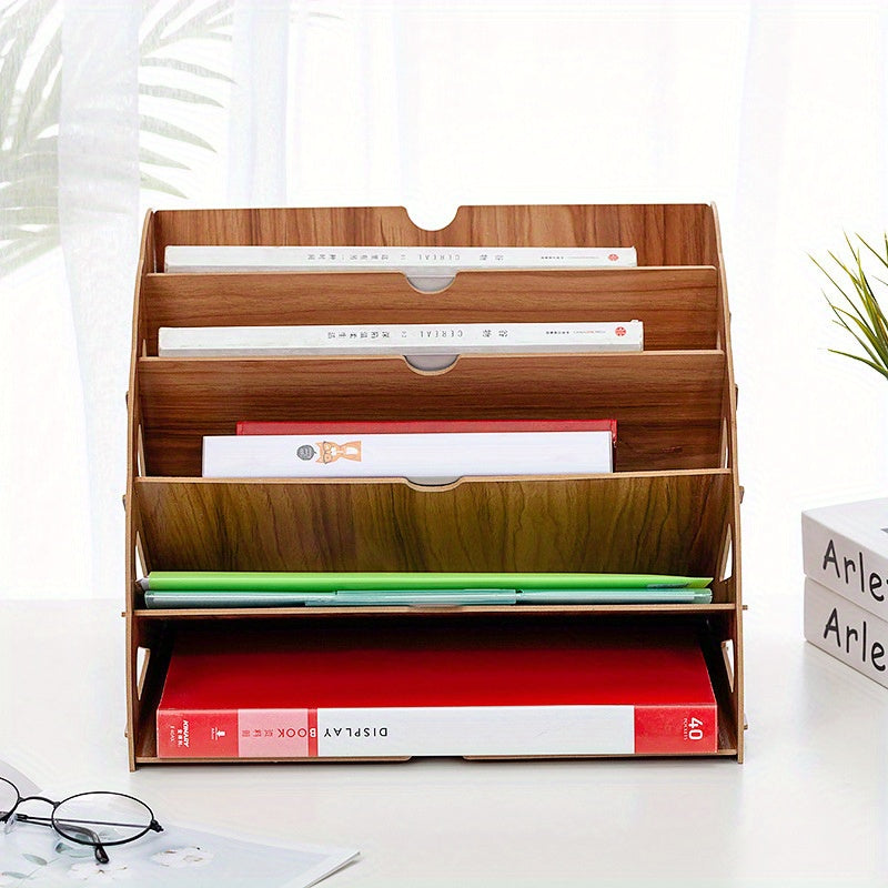 Lisslune | Wooden Desk Organizer with 5 Layers – Fan Design MDF