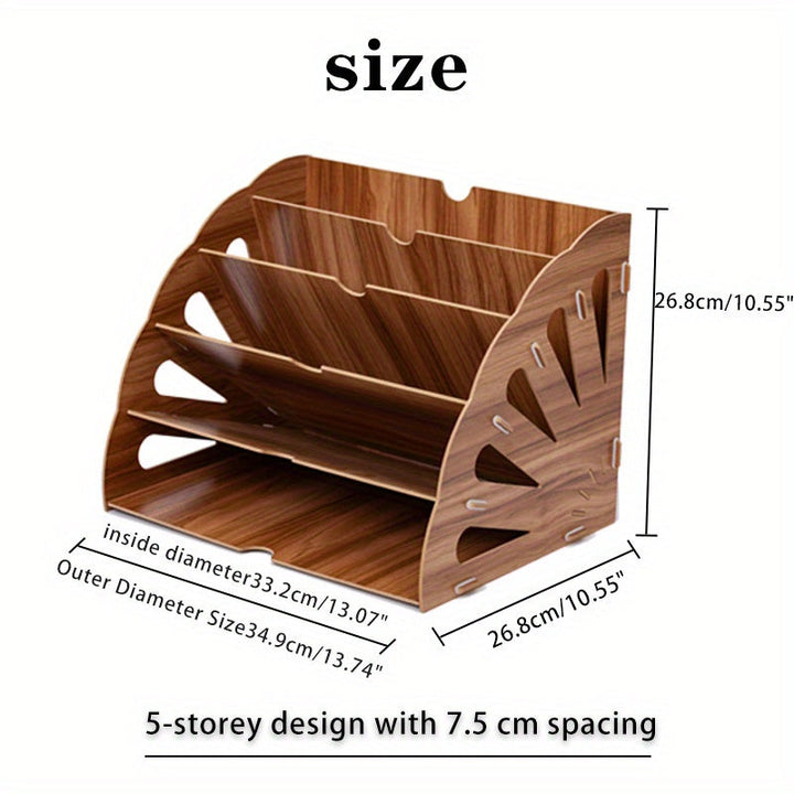 Lisslune | Wooden Desk Organizer with 5 Layers – Fan Design MDF