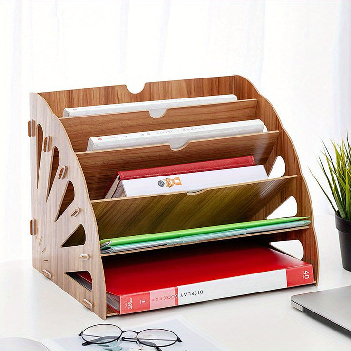 Lisslune | Wooden Desk Organizer with 5 Layers – Fan Design MDF