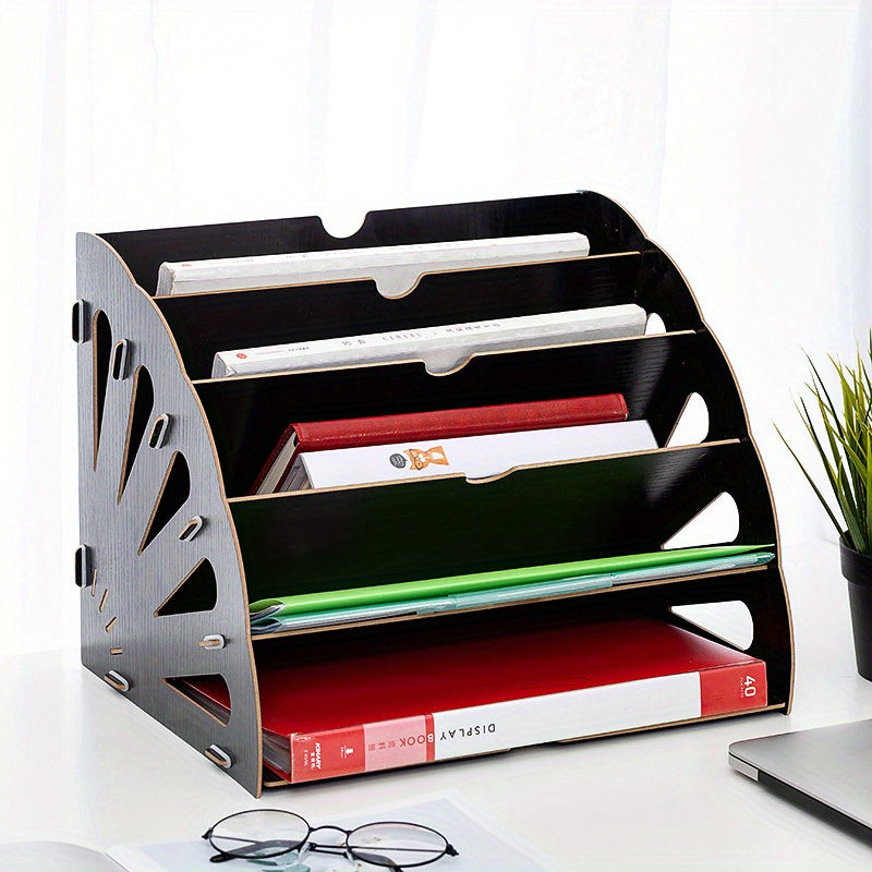 Lisslune | Wooden Desk Organizer with 5 Layers – Fan Design MDF