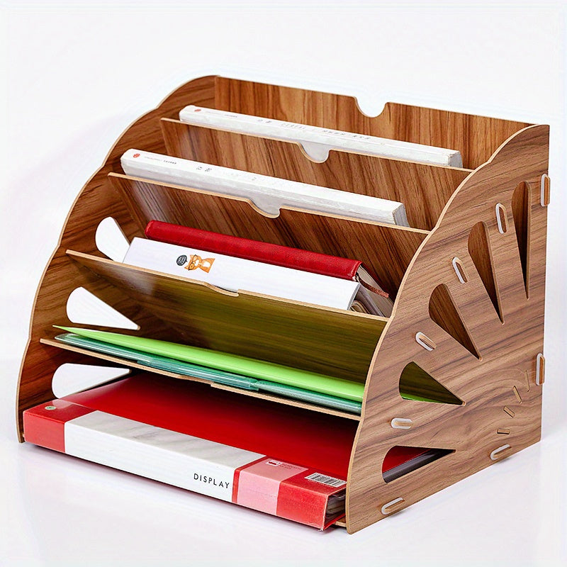 Lisslune | Wooden Desk Organizer with 5 Layers – Fan Design MDF