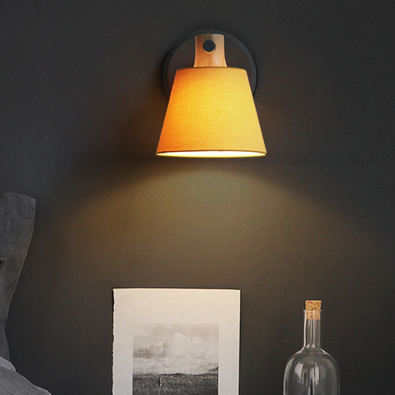 Skørter | Drum Fabric Wall Lamp Country Style 1 Bulb Yellow/Blue/Green Wall Lighting Ideas with Wooden Top
