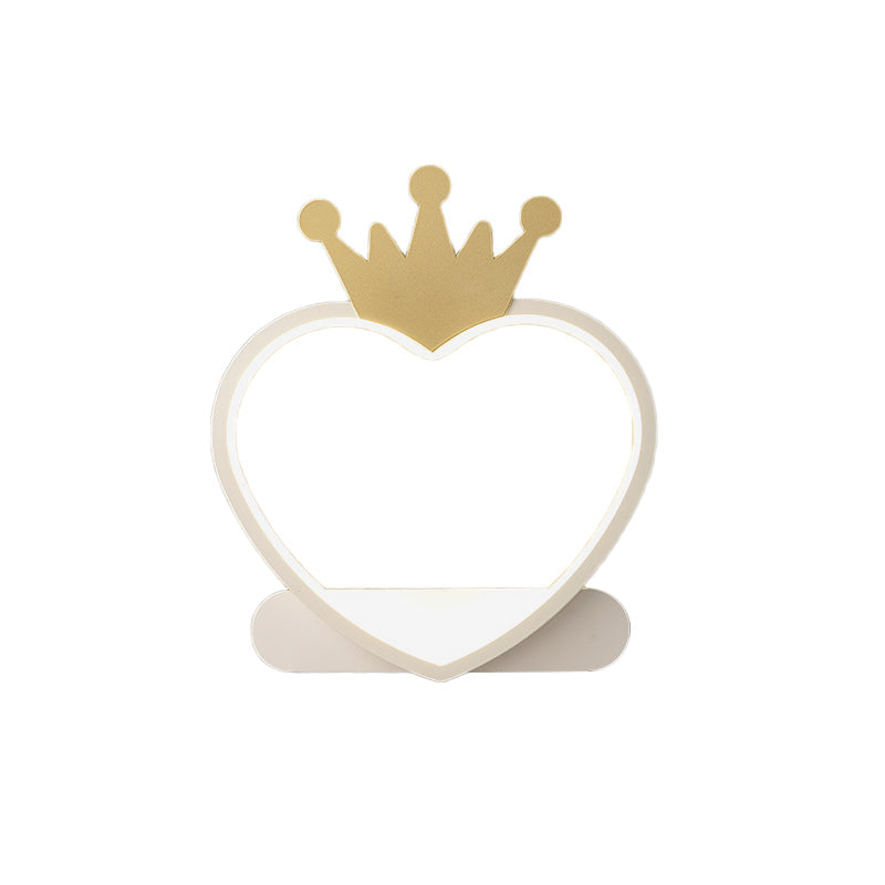 Skørter | Cartoon Heart Wall sconces Lighting Acrylic LED Children's Room Wall Mount Lamp with Gold/Pink Crown Design