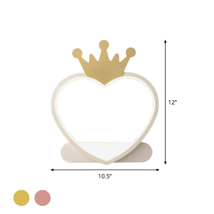 Skørter | Cartoon Heart Wall sconces Lighting Acrylic LED Children's Room Wall Mount Lamp with Gold/Pink Crown Design