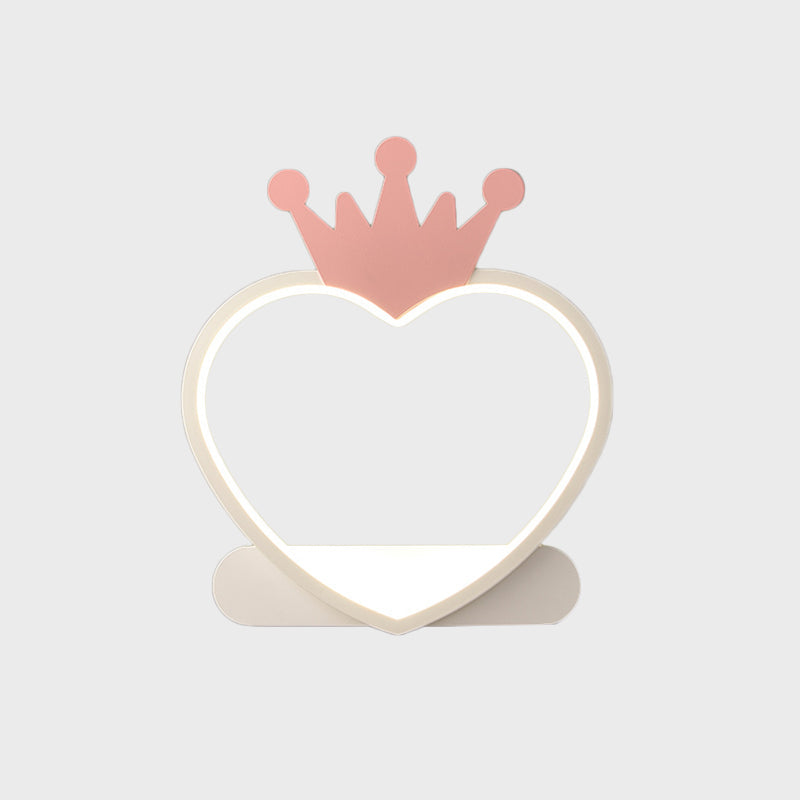 Skørter | Cartoon Heart Wall sconces Lighting Acrylic LED Children's Room Wall Mount Lamp with Gold/Pink Crown Design