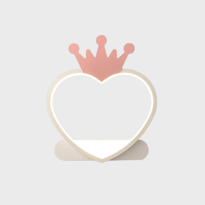Skørter | Cartoon Heart Wall sconces Lighting Acrylic LED Children's Room Wall Mount Lamp with Gold/Pink Crown Design