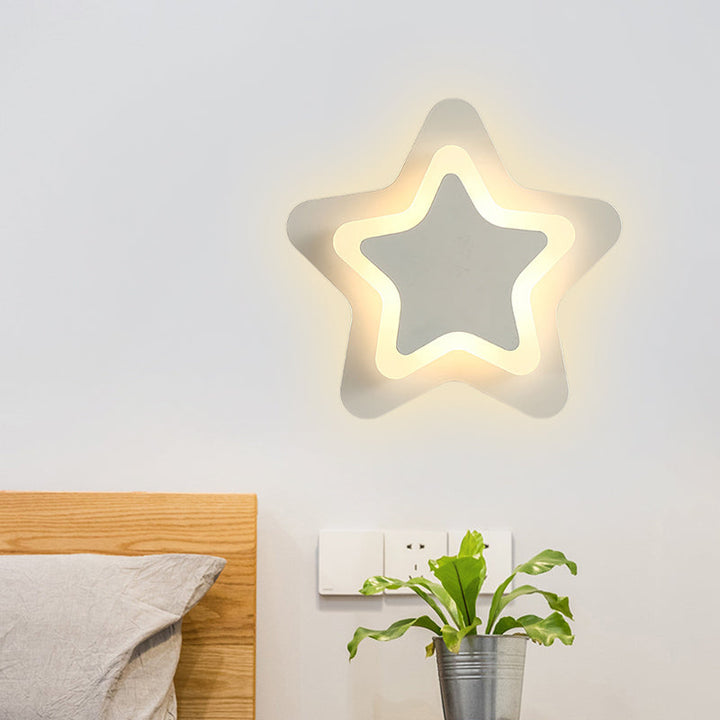 Skørter | Scandinavian LED Wall Lamp Fixture Black/White Star Flush Wall Fitting with Acrylic Shade